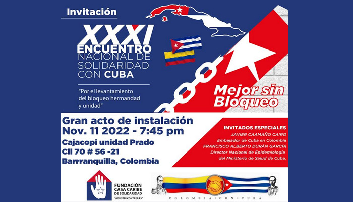 En Barranquilla harán el XXXI Encuentro Colombiano de Solidaridad con Cuba
