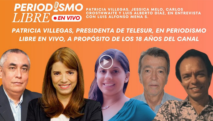 Patricia Villegas, presidenta de TeleSur, en periodismo libre en vivo, a propósito de los 18 años del canal