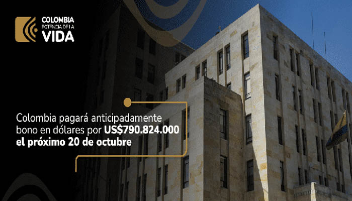 Colombia pagó anticipadamente 791 millones de dólares de deuda pública que vencían en 2024