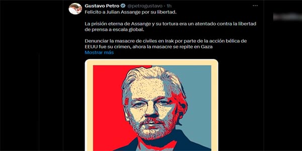 Presidente Petro invitó a Julian Assange a ‘hacer un acto por la verdadera libertad’ en Colombia