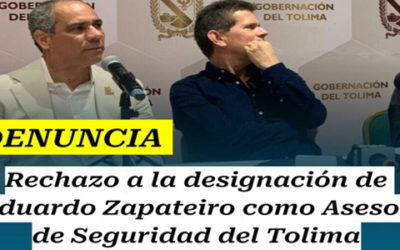 Tolima rechaza presencia de Zapateiro