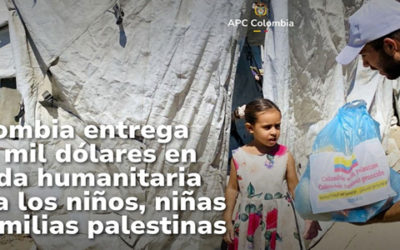 Colombia entrega 200 mil dólares en ayuda humanitaria para los niños, niñas y familias palestinas