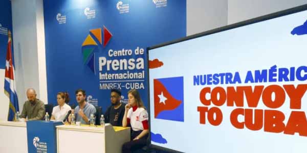 Activistas del Convoy Nuestra América manifiestan su solidaridad con Cuba